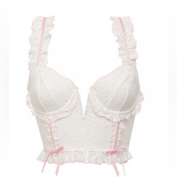 For Love And Lemons Other - For Love And Lemons - White and Pink Lace Bra Bustier Sz 34 B